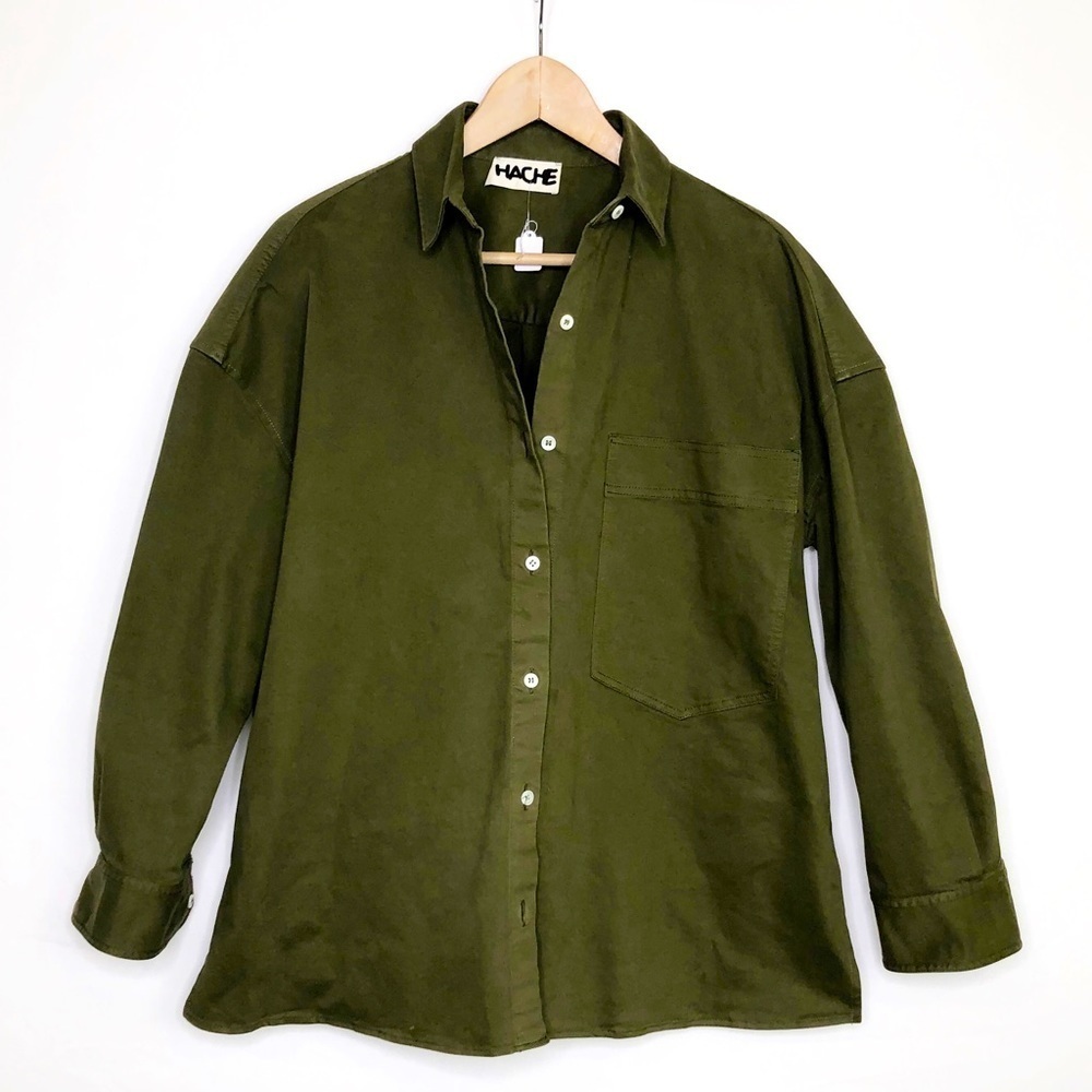 Hache Olive green button down Shacket